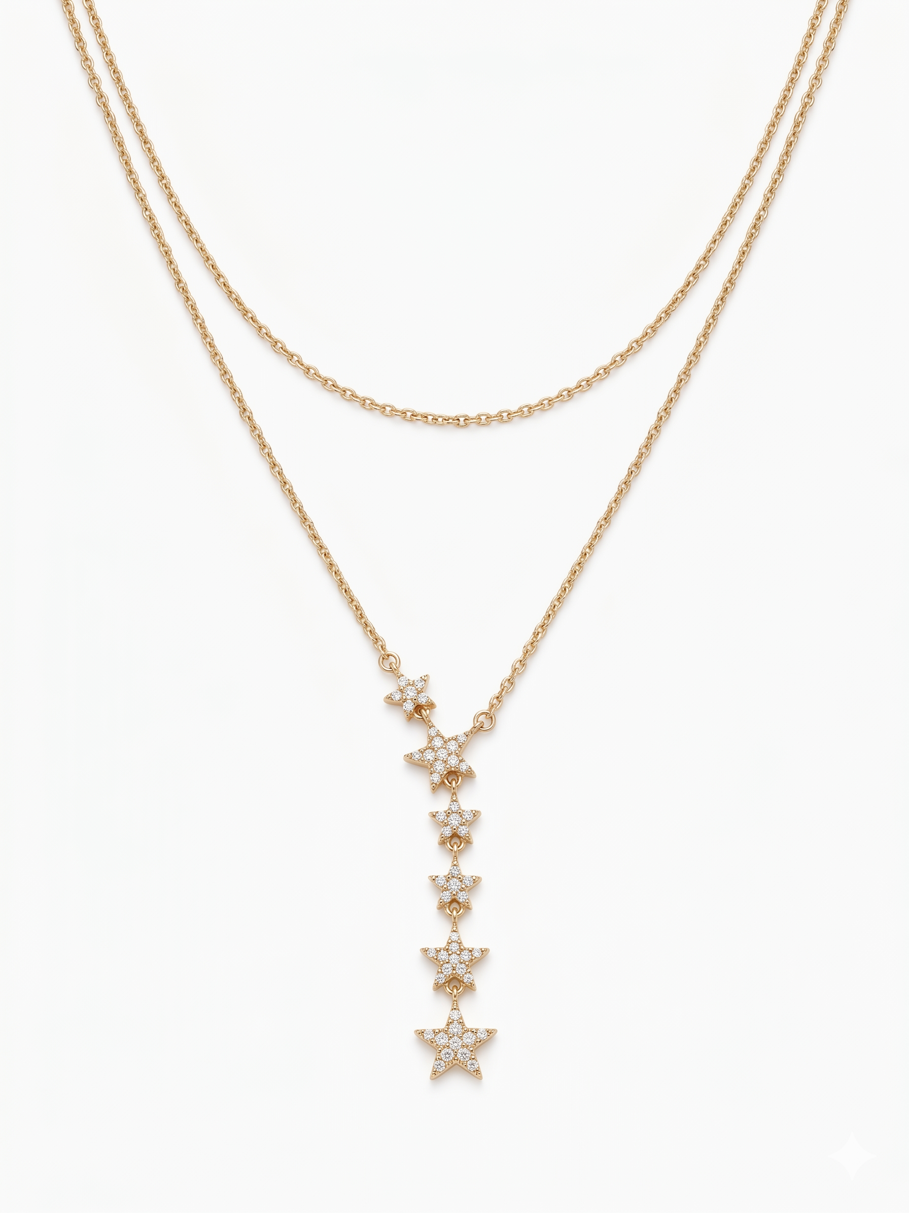 Edelstahl Y-Kette mit funkelnden Sternen – Goldfarben